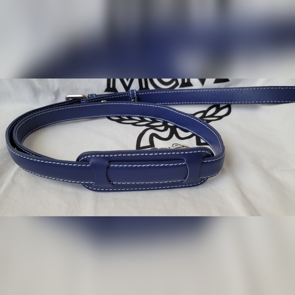 Blue & white MCM Visetos charm Boston Satchel with long crossbody strap & COA - Picture 9 of 13